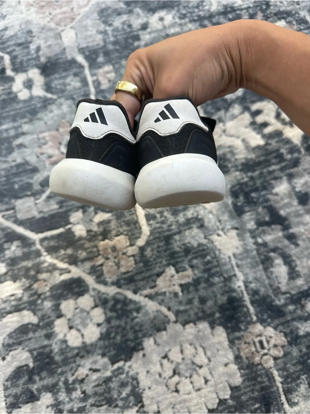 adidas Kids Gray & White Athletic Sneakers with Hook-and-Loop Closure
